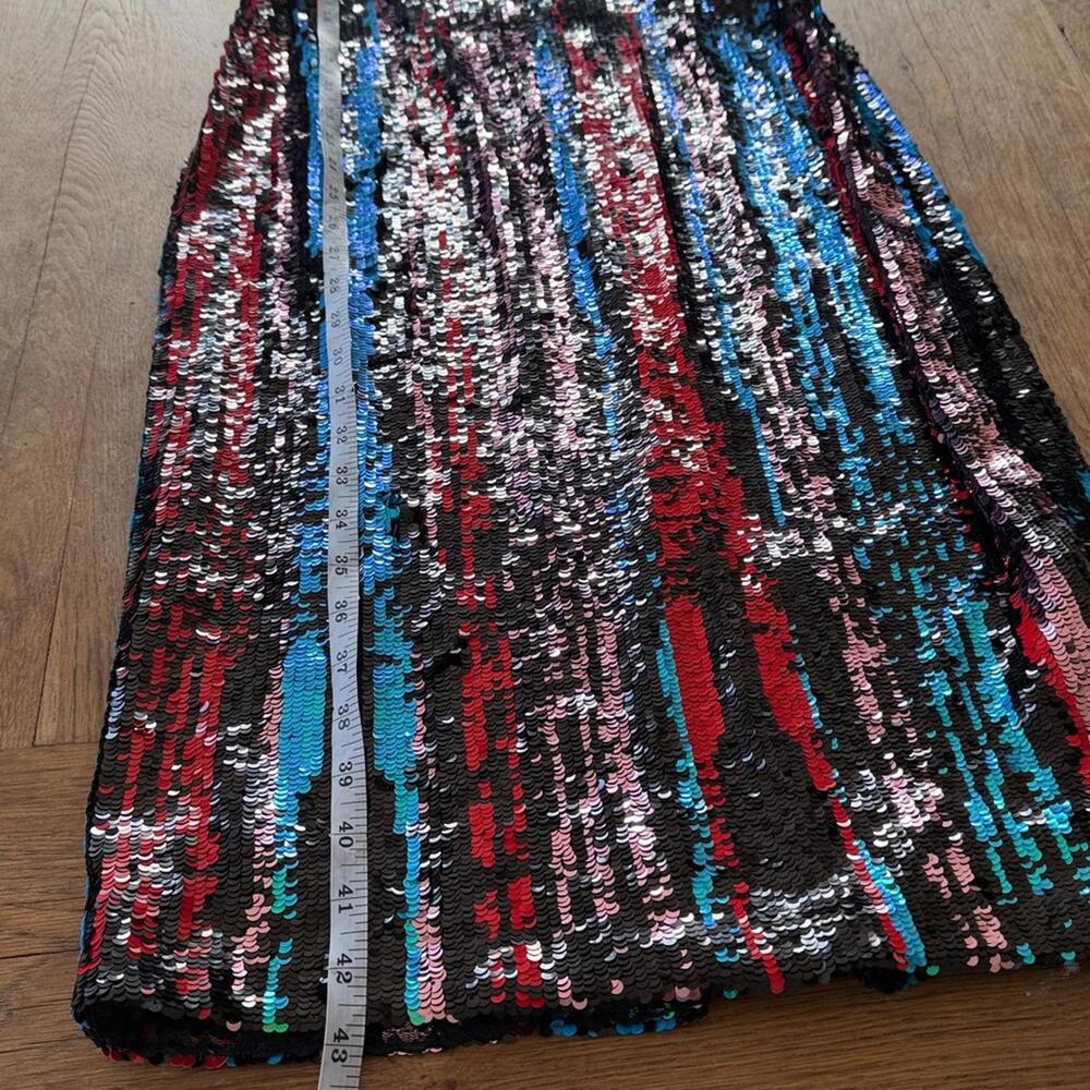 Dress the Population Dress Womens Medium Cap Sleeve Plunge Sequin Black NWT - Picture 5 of 7